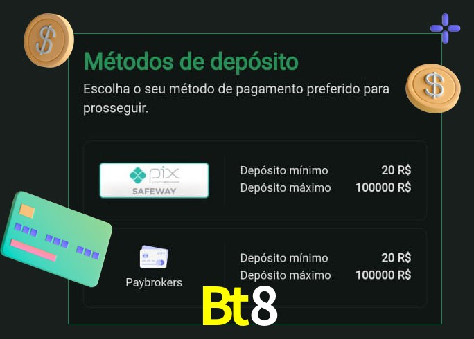 O cassino Bt8 oferece uma grande variedade de métodos de pagamento
